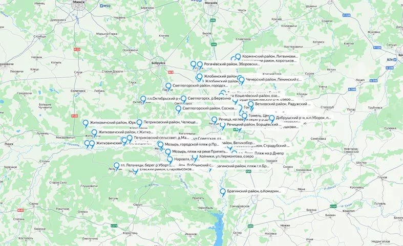 Интерактивная карта мест, разрешенных для купания